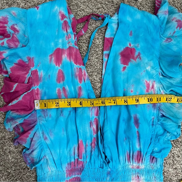 NWT Tiare Hawaii Lia Maxi Dress In Turquoise Fuchsia Leo Tie Dye Womens XS / S - Picture 11 of 12